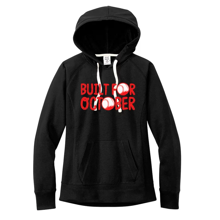 Built For October Baseball Month Playoffs Retro Swing Red Women's Fleece Hoodie