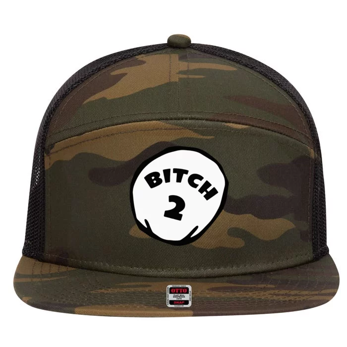 Best Friend Outfits Thing 1 And 2 Bitch 1 And 2 7 Panel Mesh Trucker Snapback Hat