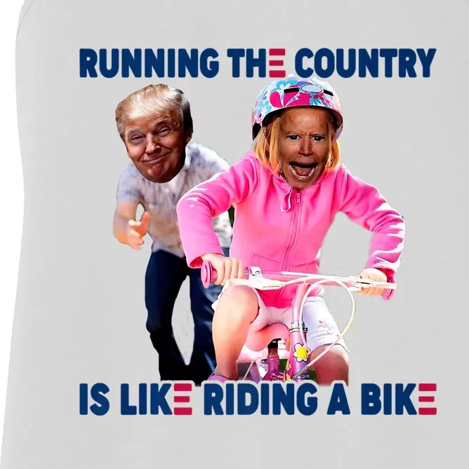 Biden Falls Off Bike Trump Funny Joe Biden Falling Of Bike Biden Trending Women's Racerback Tank