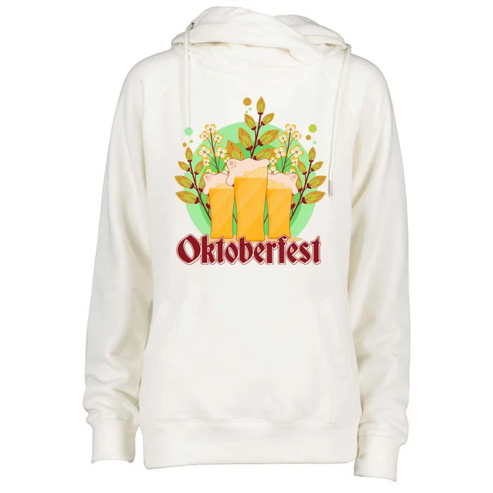 Boho Floral Oktoberfest Beers Womens Funnel Neck Pullover Hood