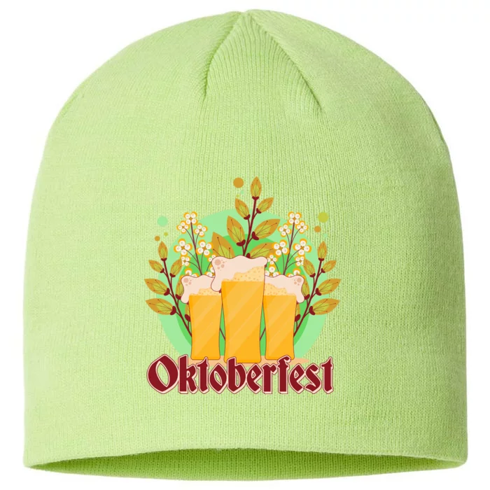 Boho Floral Oktoberfest Beers 8 1/2in Sustainable Knit Beanie