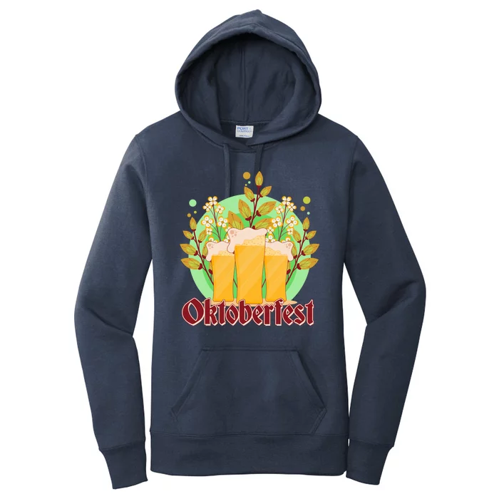 Boho Floral Oktoberfest Beers Women's Pullover Hoodie