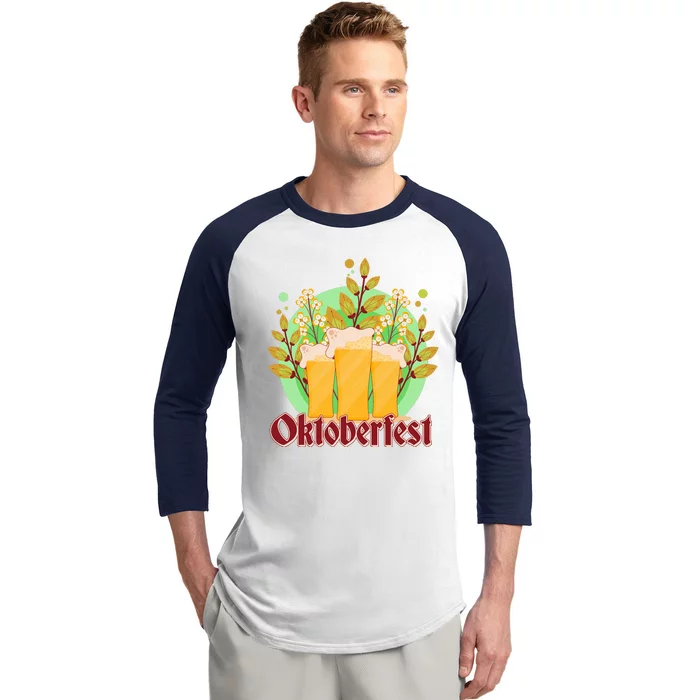 Boho Floral Oktoberfest Beers Baseball Sleeve Shirt