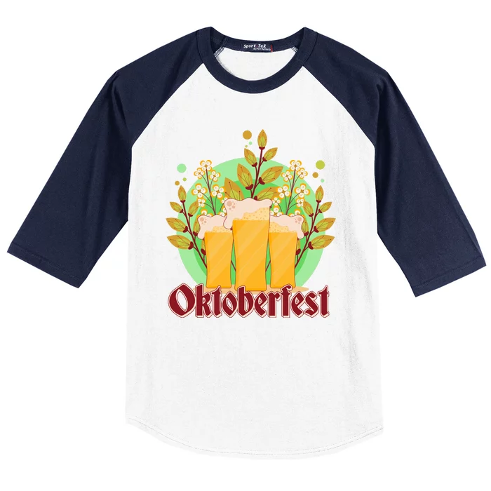 Boho Floral Oktoberfest Beers Baseball Sleeve Shirt