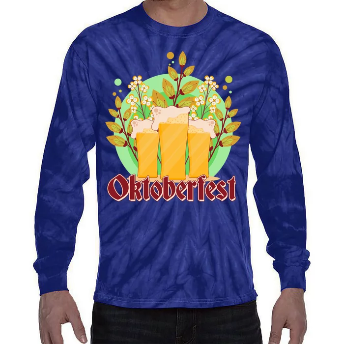 Boho Floral Oktoberfest Beers Tie-Dye Long Sleeve Shirt