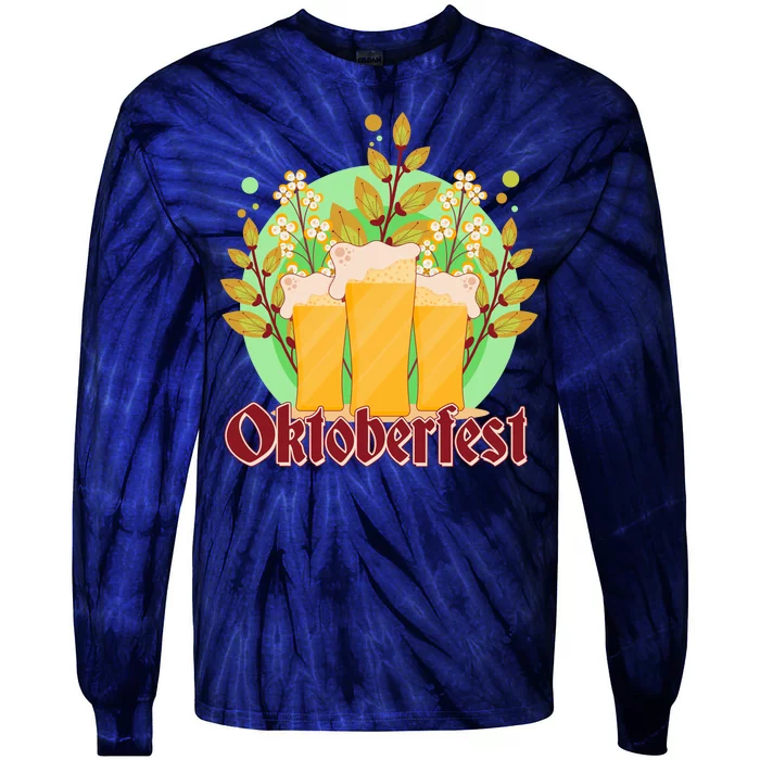 Boho Floral Oktoberfest Beers Tie-Dye Long Sleeve Shirt