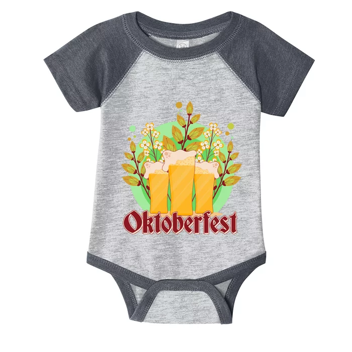 Boho Floral Oktoberfest Beers Infant Baby Jersey Bodysuit