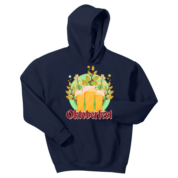 Boho Floral Oktoberfest Beers Kids Hoodie