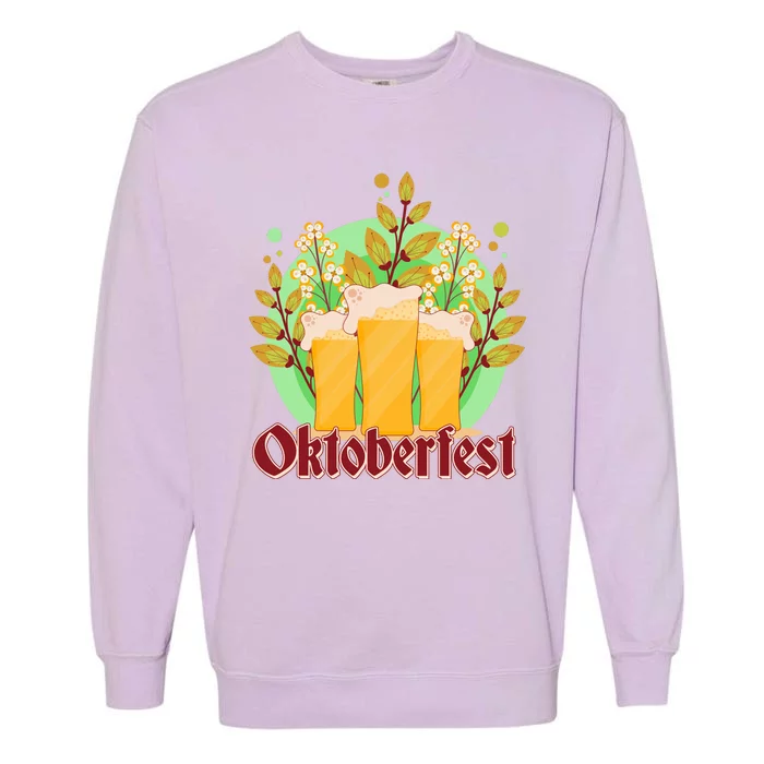 Boho Floral Oktoberfest Beers Garment-Dyed Sweatshirt