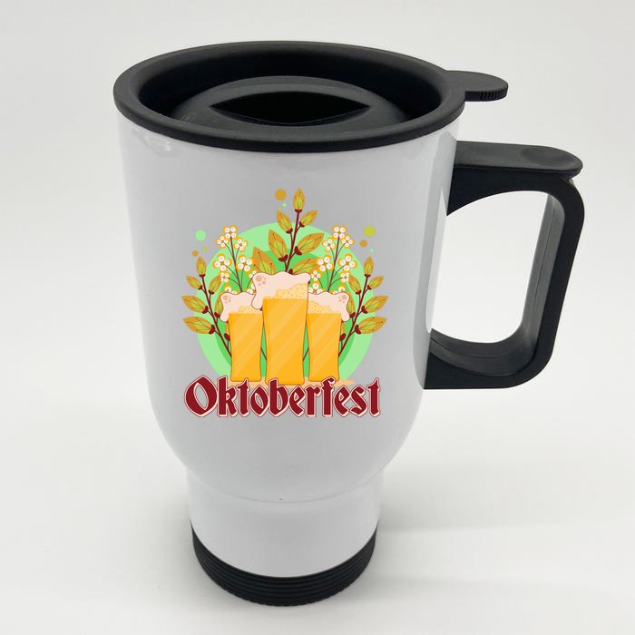 Boho Floral Oktoberfest Beers Front & Back Stainless Steel Travel Mug