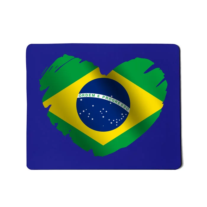 Brazil Flag On Shape Of Heart Brazilian Brazil Lovers Gift Mousepad