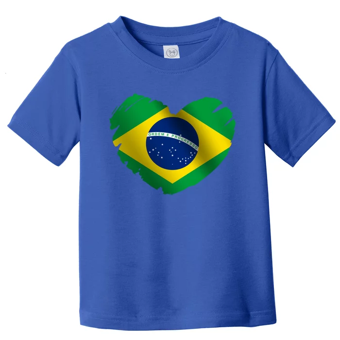 Brazil Flag On Shape Of Heart Brazilian Brazil Lovers Gift Toddler T-Shirt