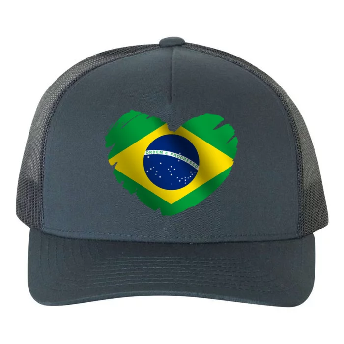 Brazil Flag On Shape Of Heart Brazilian Brazil Lovers Gift Yupoong Adult 5-Panel Trucker Hat