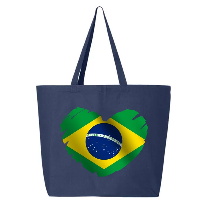 Brazil Flag On Shape Of Heart Brazilian Brazil Lovers Gift 25L Jumbo Tote