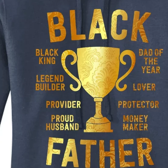 Black Father Of The Year Fathers Day Dad Husband Trophy Gift Women's Pullover Hoodie