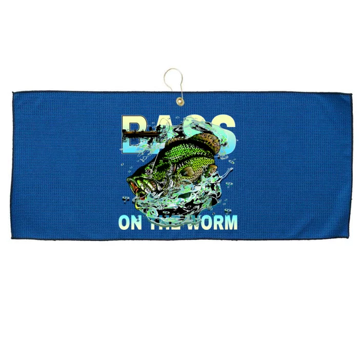 Bass Fishing On The Storm Large Microfiber Waffle Golf Towel