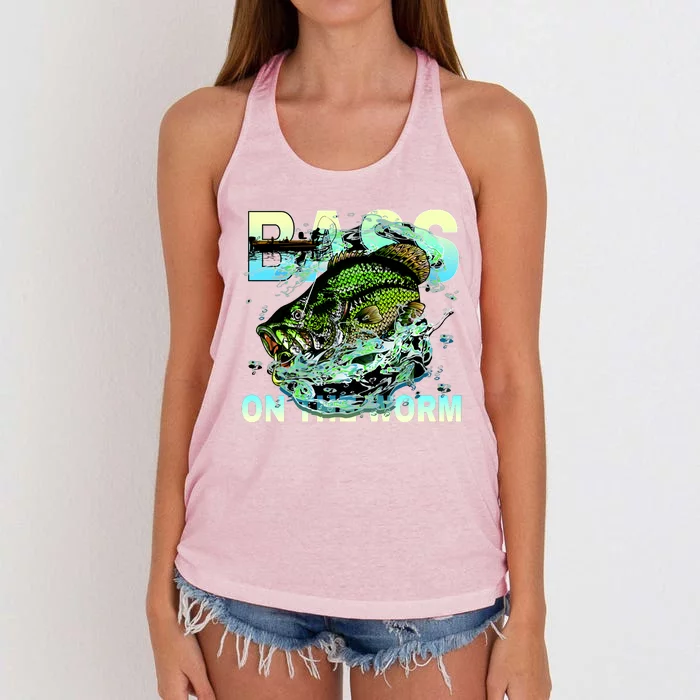 Bass Fishing On The Storm Women's Knotted Racerback Tank