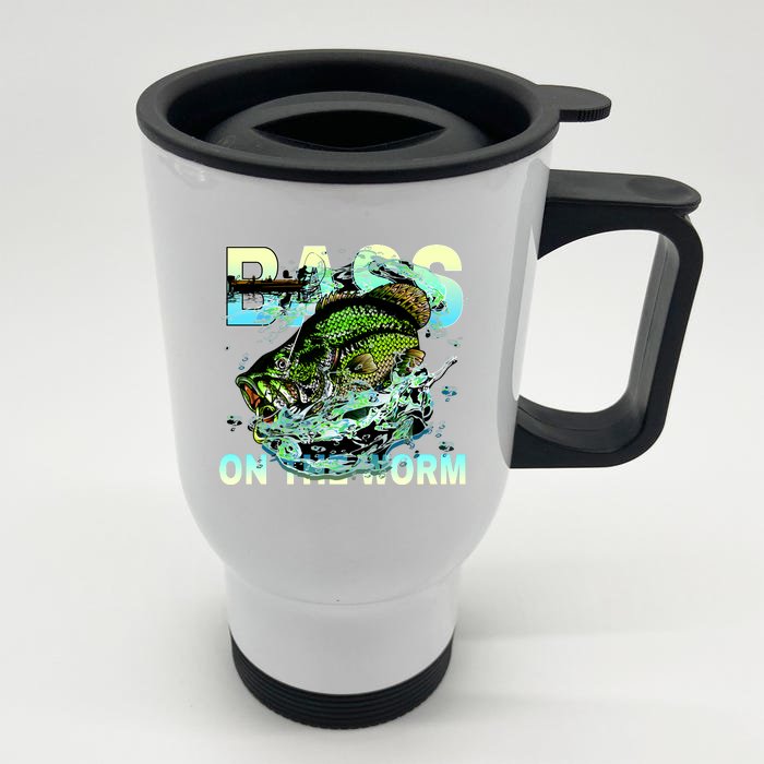 Bass Fishing On The Storm Front & Back Stainless Steel Travel Mug