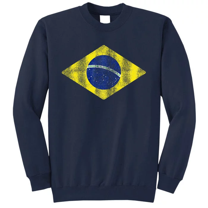 Brazilian Flag Of Brazil Vintage Br Souvenir Tall Sweatshirt