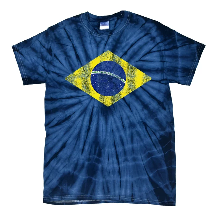 Brazilian Flag Of Brazil Vintage Br Souvenir Tie-Dye T-Shirt