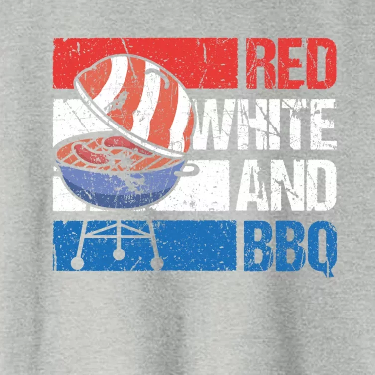 Bbq Fourth Of July Red White And Bbq Flag Funny Gift Women's Crop Top Tee