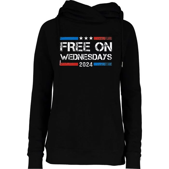 Biden Free On Wednesdays Us Flag Womens Funnel Neck Pullover Hood