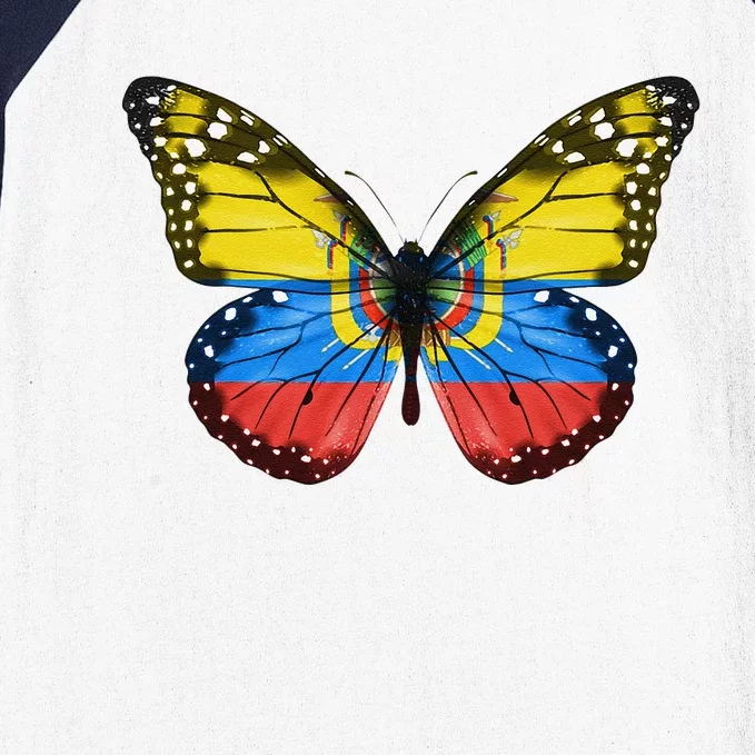 Butterfly Flag Of Ecuador Baseball Sleeve Shirt