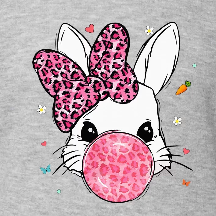 Bunny Face Pink Leopard Bubblegum Easter Day Toddler Sweatshirt