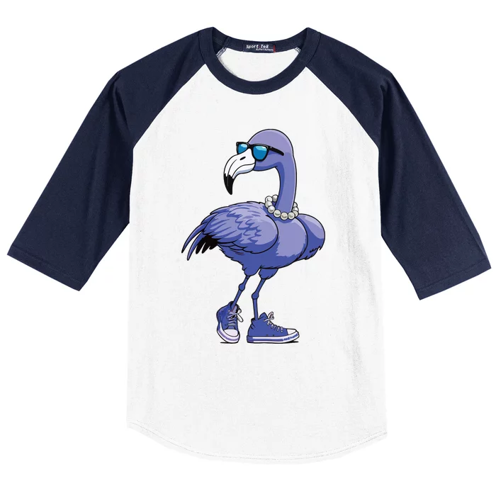 Blue Flamingo Pearls Comma La Kamala Harris 2024 Baseball Sleeve Shirt