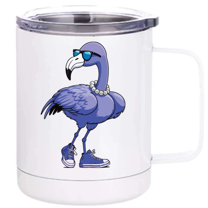 Blue Flamingo Pearls Comma La Kamala Harris 2024 Front & Back 12oz Stainless Steel Tumbler Cup