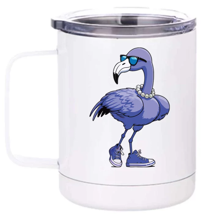 Blue Flamingo Pearls Comma La Kamala Harris 2024 Front & Back 12oz Stainless Steel Tumbler Cup