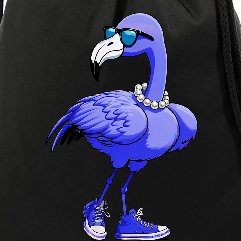 Blue Flamingo Pearls Comma La Kamala Harris 2024 Drawstring Bag