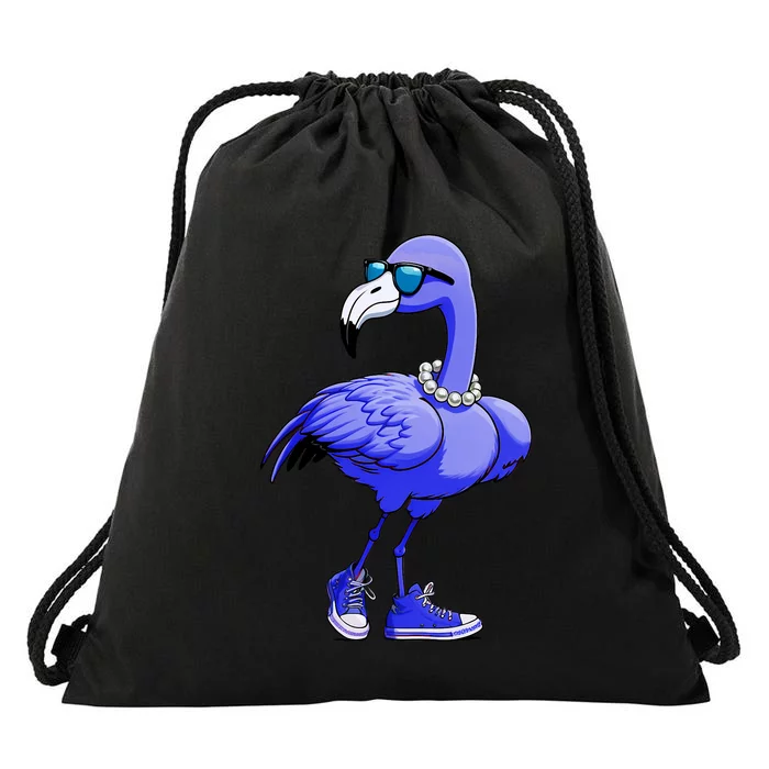 Blue Flamingo Pearls Comma La Kamala Harris 2024 Drawstring Bag