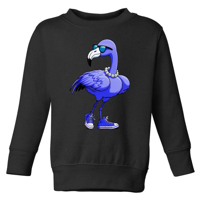 Blue Flamingo Pearls Comma La Kamala Harris 2024 Toddler Sweatshirt