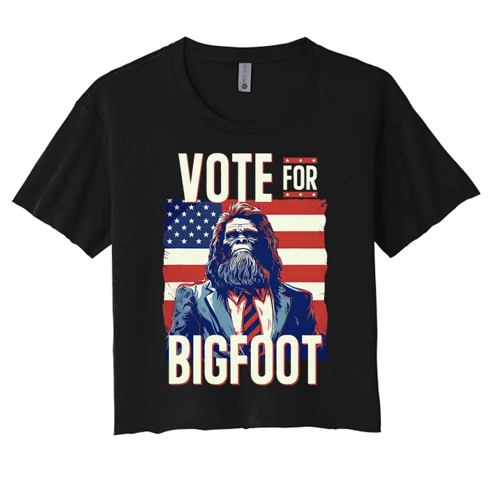 Bigfoot For President Election Vote Sasquatch Usa Women's Crop Top Tee