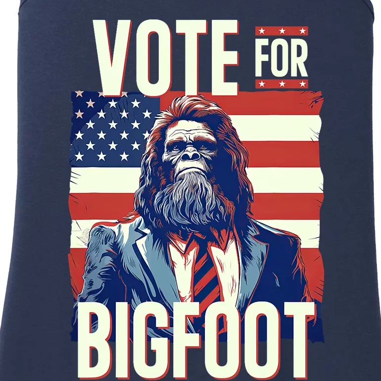 Bigfoot For President Election Vote Sasquatch Usa Flag 2024 Ladies Essential Tank