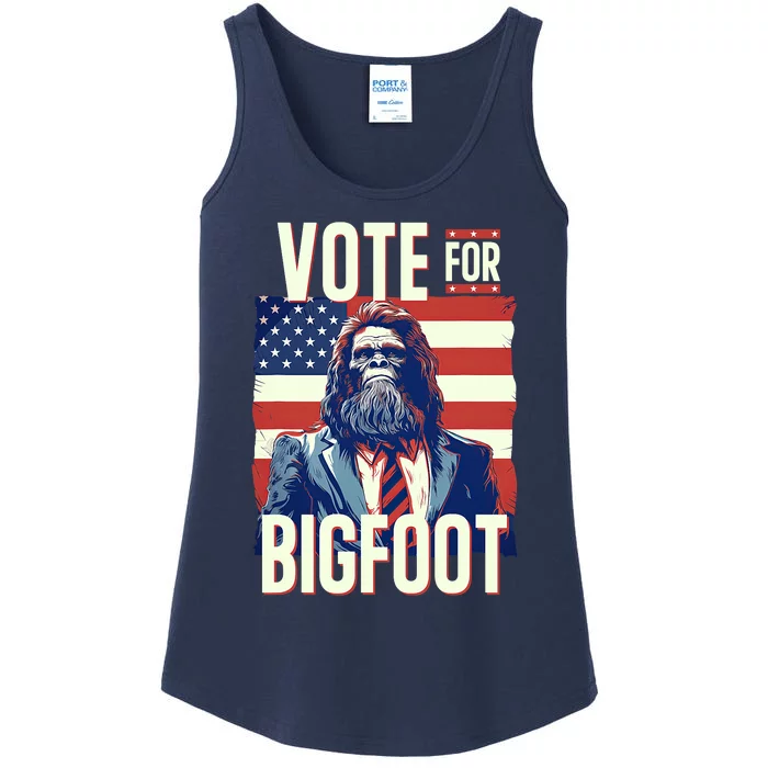 Bigfoot For President Election Vote Sasquatch Usa Flag 2024 Ladies Essential Tank