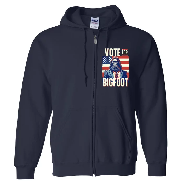 Bigfoot For President Election Vote Sasquatch Usa Flag 2024 Full Zip Hoodie