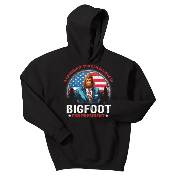 Bigfoot For President Believe Vote Elect Sasquatch Candidate Kids Hoodie