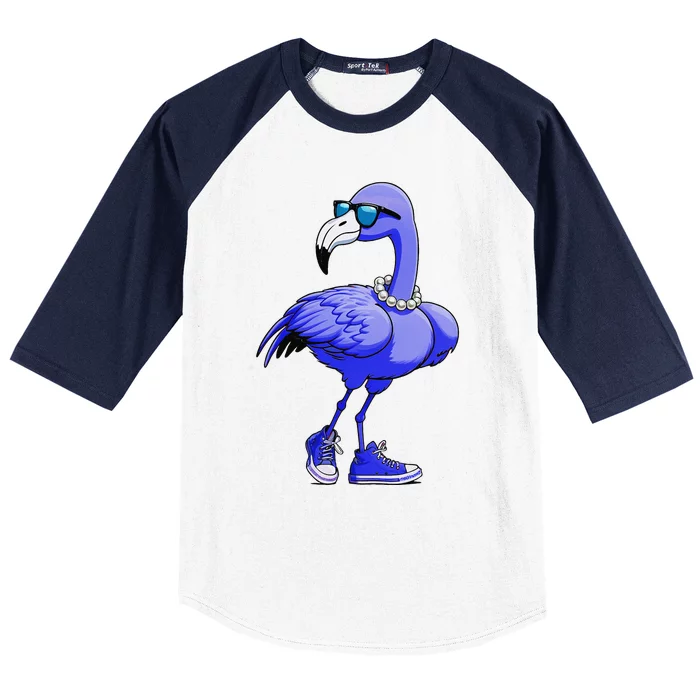 Blue Flamingo Pearls Comma La Kamala Harris 2024 Gift Baseball Sleeve Shirt