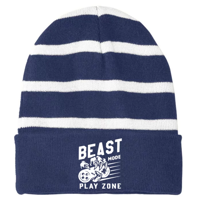 Beast Fashion Play Zone Striped Beanie with Solid Band