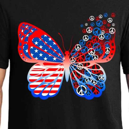 Butterfly Funny Peace 4th Of July American Flag Mom Mama Meaningful Gift Pajama Set