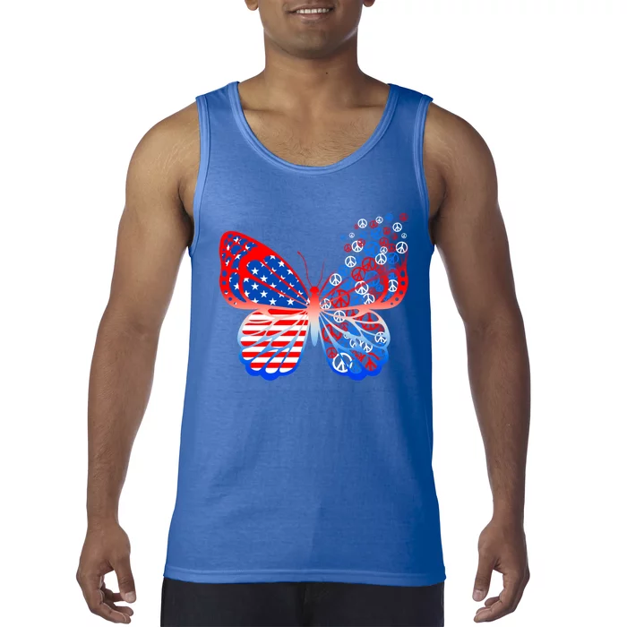 Butterfly Funny Peace 4th Of July American Flag Mom Mama Meaningful Gift Tank Top