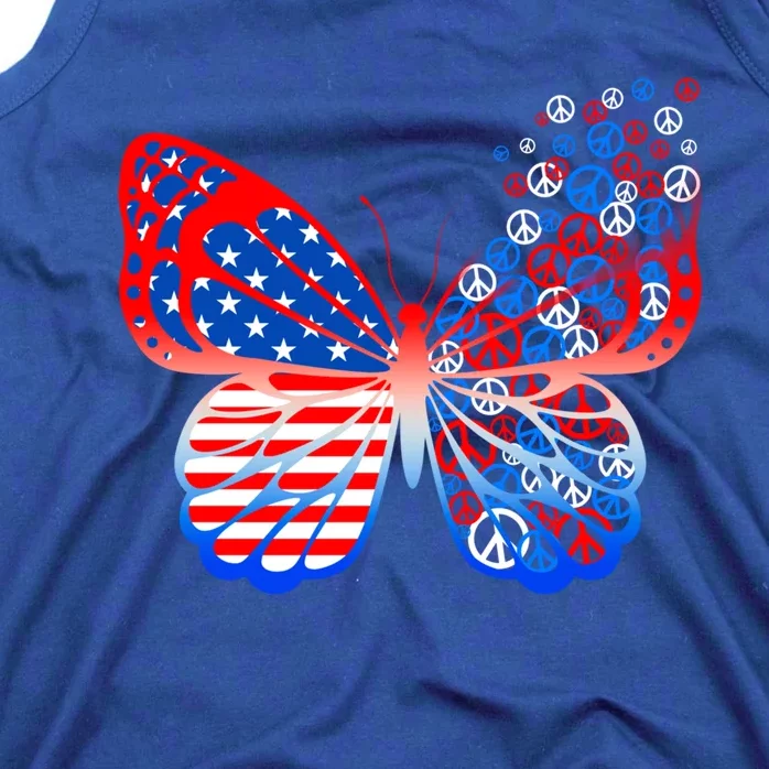 Butterfly Funny Peace 4th Of July American Flag Mom Mama Meaningful Gift Tank Top