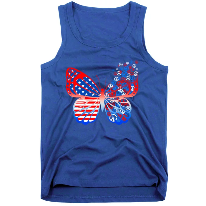 Butterfly Funny Peace 4th Of July American Flag Mom Mama Meaningful Gift Tank Top