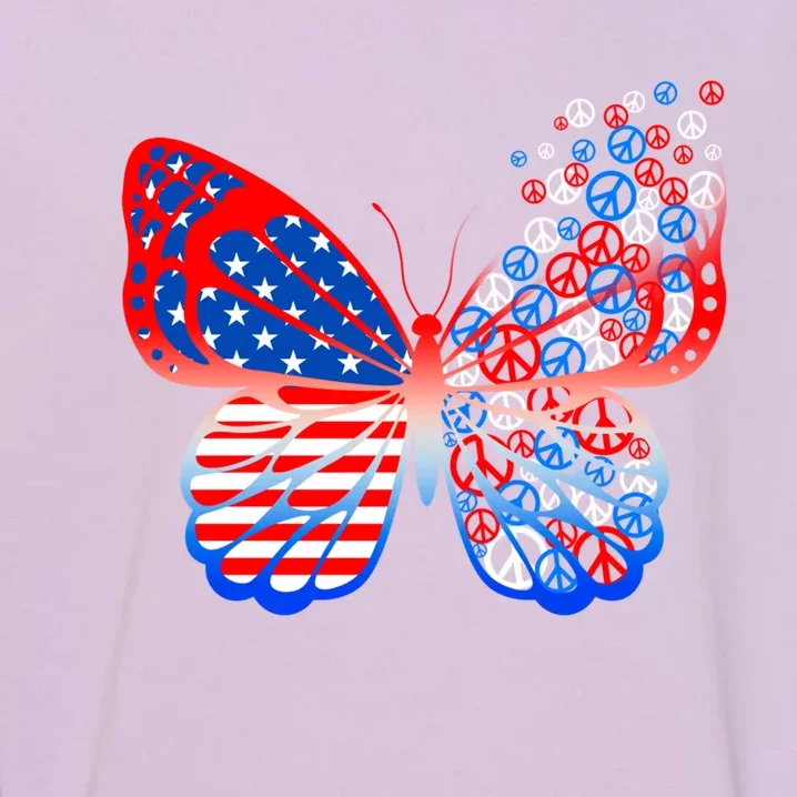 Butterfly Funny Peace 4th Of July American Flag Mom Mama Meaningful Gift Garment-Dyed Sweatshirt