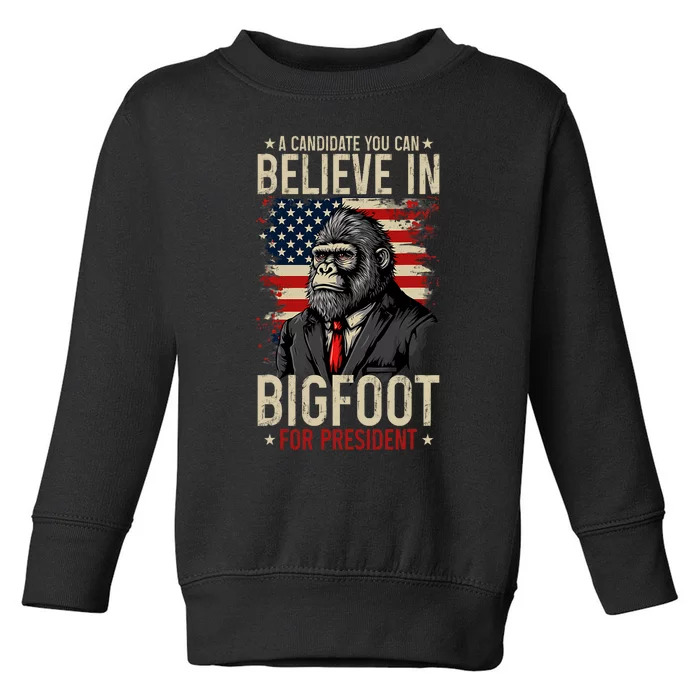 Bigfoot For President Election 2024 Funny Vote Sasquatch Usa Toddler Sweatshirt