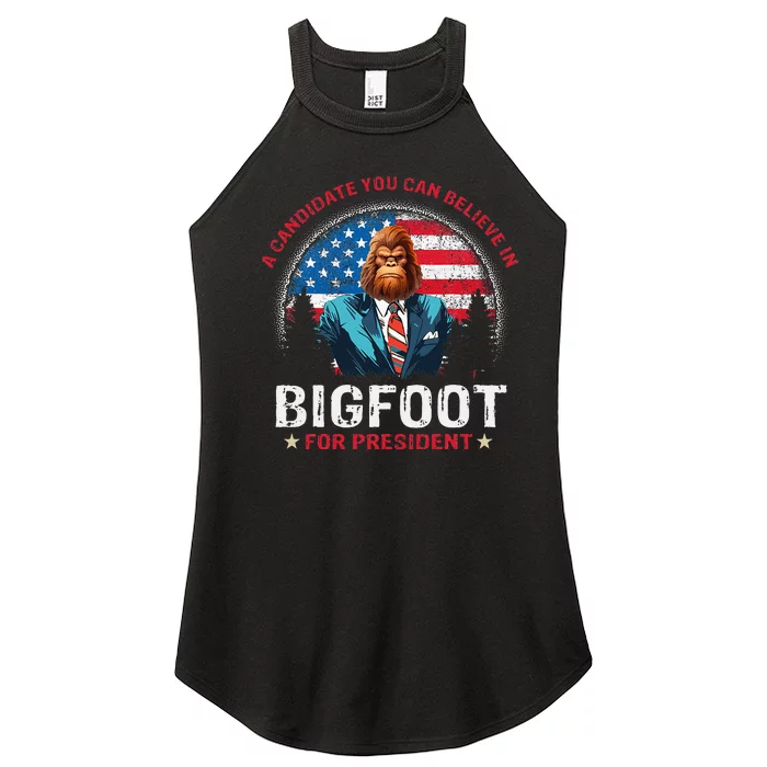 Bigfoot For President Believe Vote Elect Sasquatch Candidate Women’s Perfect Tri Rocker Tank