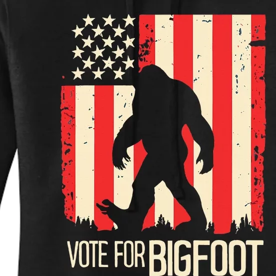 Bigfoot for President Election Vote Sasquatch USA Flag 2024 Women's Pullover Hoodie