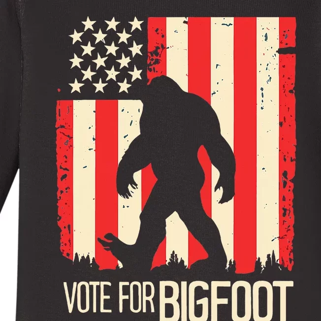 Bigfoot for President Election Vote Sasquatch USA Flag 2024 Baby Long Sleeve Bodysuit